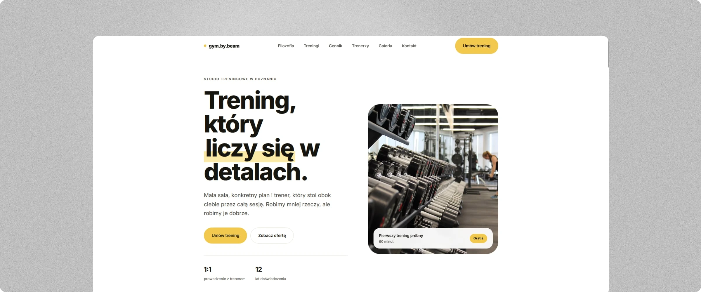Gym by Beam - strona internetowa siłowni